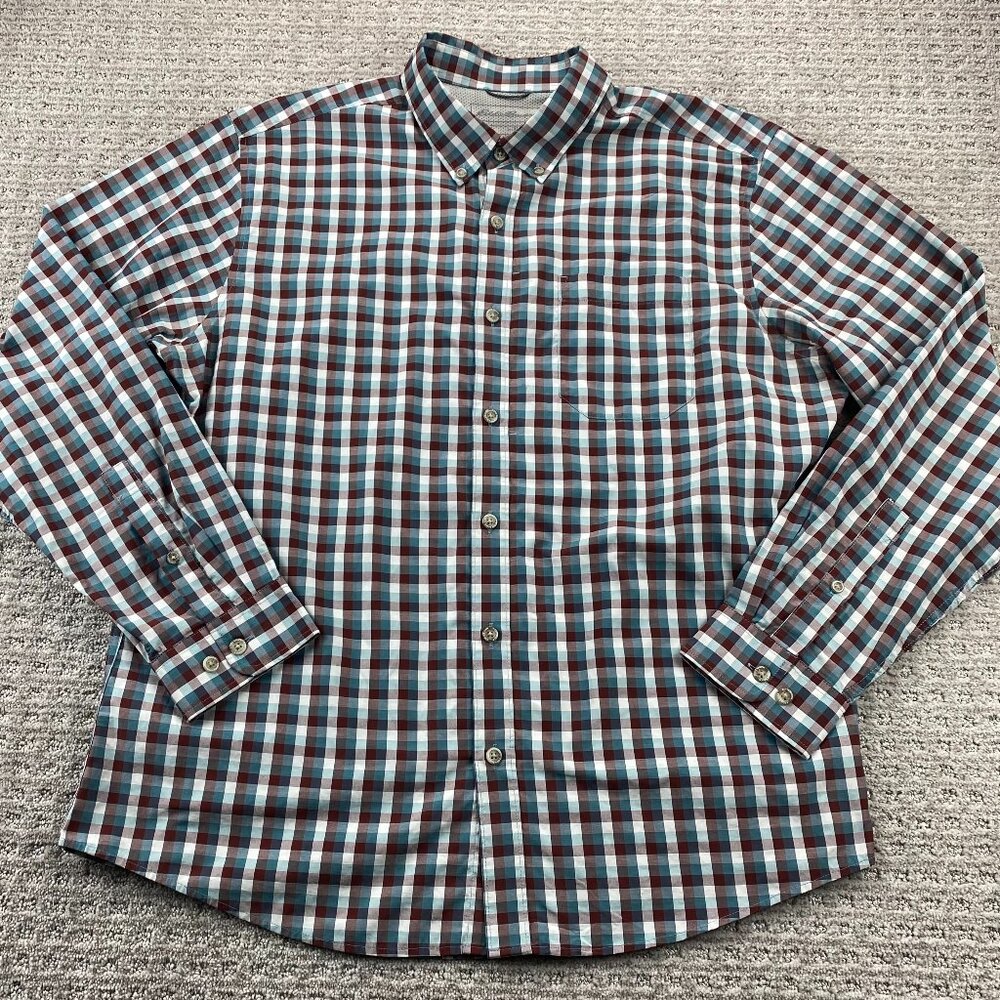 Eddie Bauer Shirt Men Extra Large XL Multicolor Checkered Button Down Classic